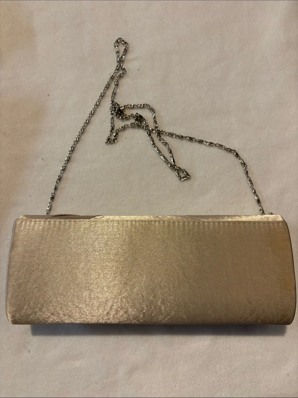 Elegant Satin Evening Clutch in Champagne